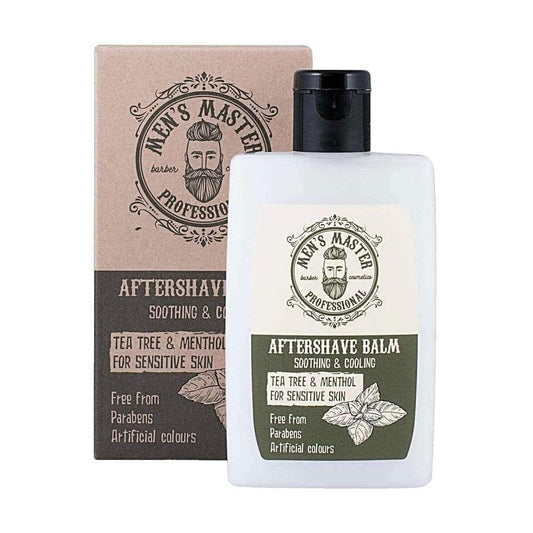 Soothing Aftershave Balm for Sensitive Skin"Tea tree and Menthol" Cosmetics for Men, Parabens FREE, 120 ml of Men's Master
