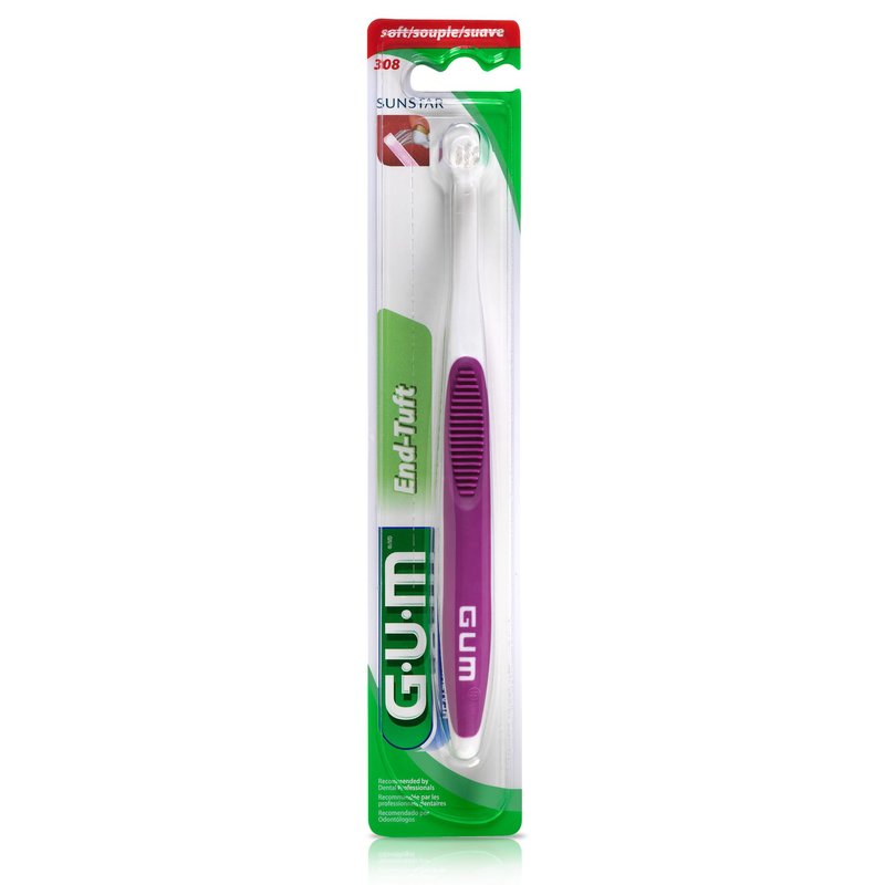 GUM End Tuft Toothbrush for Adults, Soft Dental Brush with Extra-Small Head for Hard-to-Reach Areas, Implants, Back Teeth & Wisdom Teeth, 1 Count