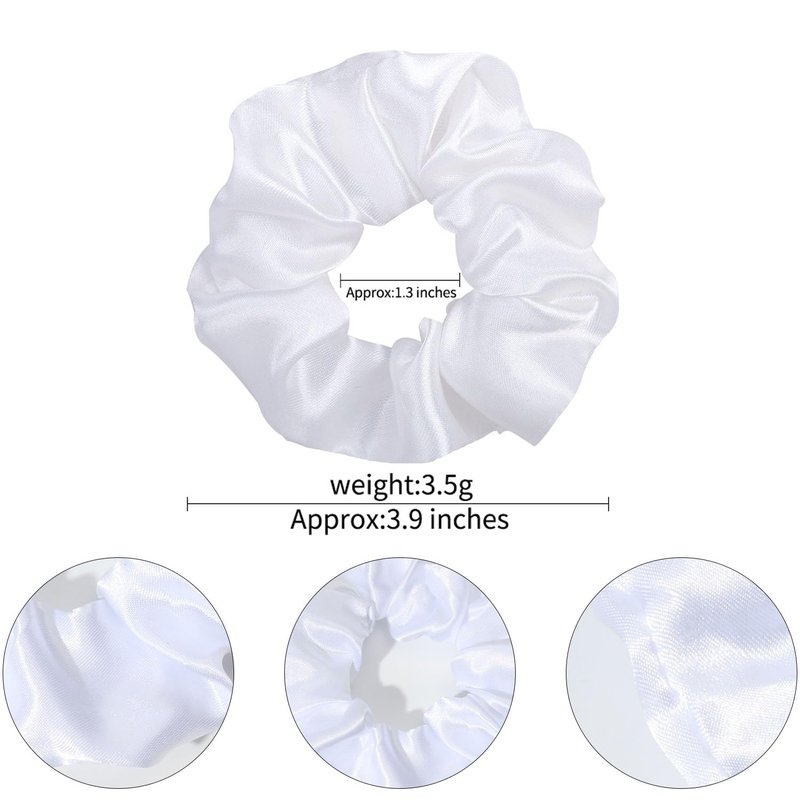 80 Pieces White Satin Scrunchies Bulk, Solid Color Elastic Hair Bands Silky Ponytail Holder for Women Girls Kids Hair Accessories