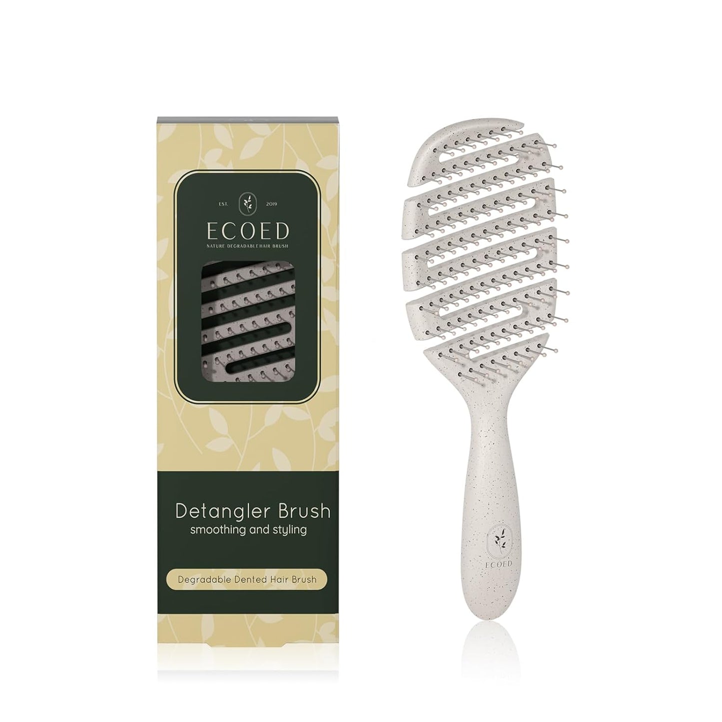 Detangler Hairbrush, Vented Detangling Brush for Straight, Wavy,Curly and Fine Hair, Dry and Wet, Quick Smoothing for Women and Men, Eco-Friendly & Sustainable Material (Green)