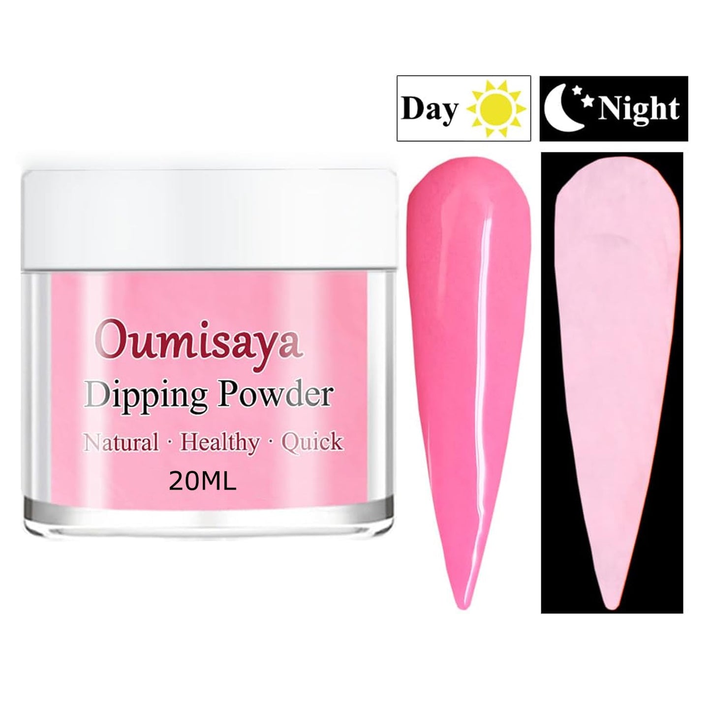 Glow in the Dark Nail Dip Powder Pink White French Colors Starter 8pcs Set