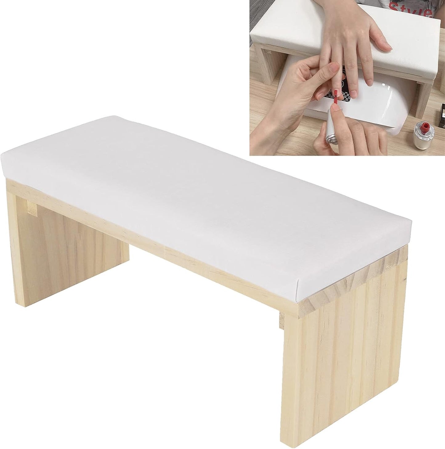 Nail Art Hand Pillow Mat - PU Leather Nail Arm Rest Cushion for Manicure | White