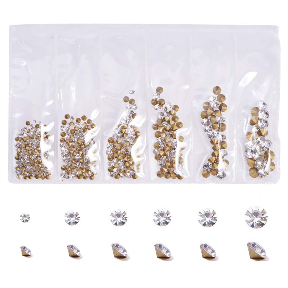 FASHEWELRY 1440Pcs/Bag Glass Rhinestone Nail Art Decoration Accessories Pointed Back Crystal Diamond Gems Beads for DIY Nail Art Decoration