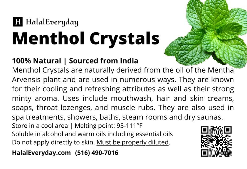 Menthol Crystals - 100% Pure Mentha Arvensis USP Food Grade