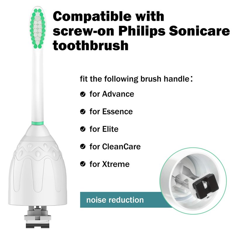 Replacement Toothbrush Heads for Philips Sonicare E-Series/Essence/Xtreme/Elite and Other Screw-on Electric Toothbrush Models, 8 Pack, Dupont Bristles with Protective Cover