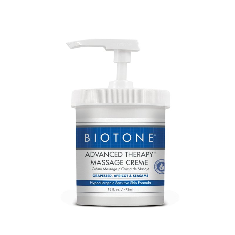 BIOTONE Advanced Therapy Massage Creme, Hypoallergenic and Fragrance-Free, Ideal Glide and Workability, Less Reapplications, Non-Greasy Finish