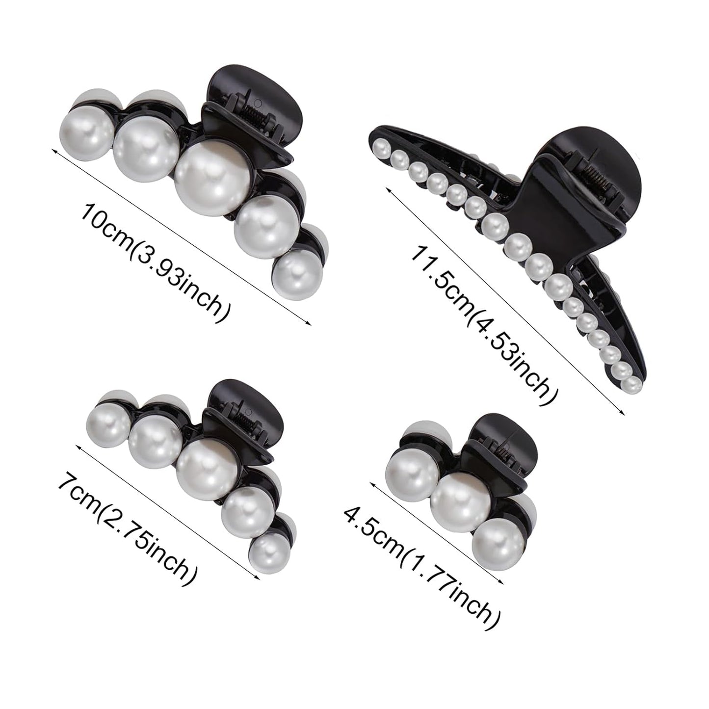 Mehayi 4 PCS Large Pearl Hair Claw Clips for Women Girls, Hair Barrette Clamps for Thick Thin Hair, Fashion Hair Accessories Headwear Styling Tools for Party Wedding