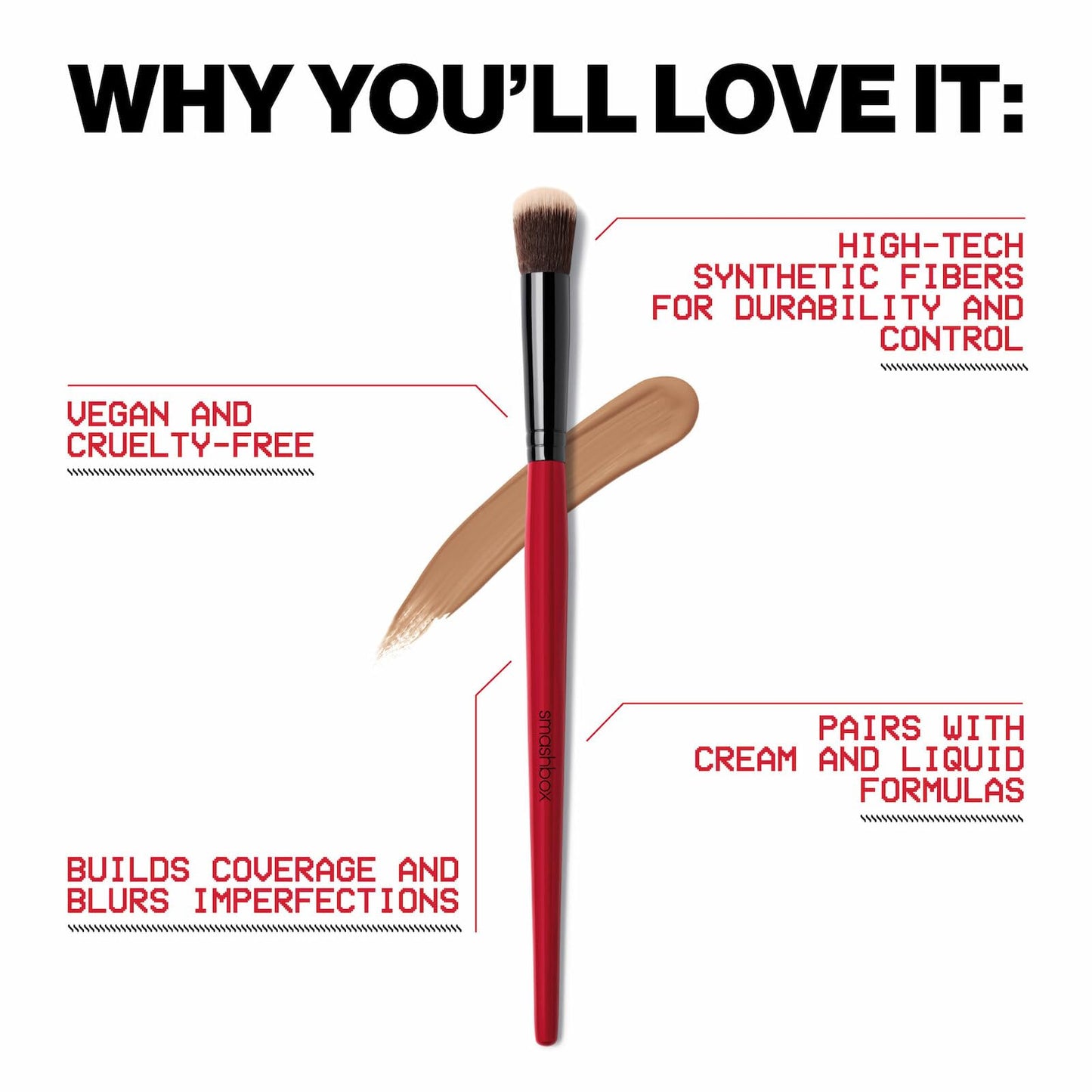 Smashbox Blurring Concealer Brush | Rounded Concealer Makeup Brush for Under Eyes | Airbrush Finish for Liquid or Cream Formulas