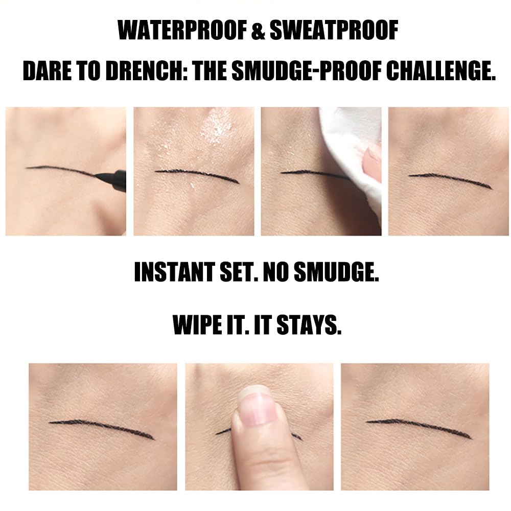 Gnker Eyeliner Waterproof Professional Liquid Long Lasting Cosmetics Eye Liner Pen Black 12 pcs