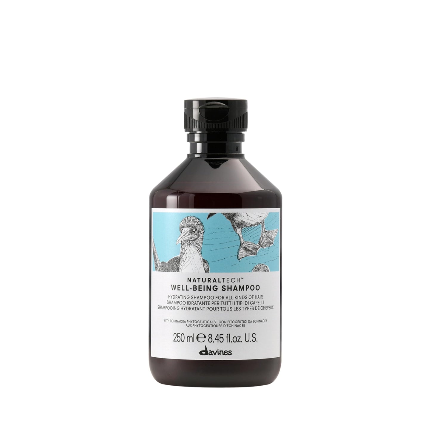 Davines Naturaltech Wellbeing Shampoo, Gentle Cleansing & Hydrating for All Hair Types - With Echinacea Phytoceuticals - Daily Cleanser for Scalp Health, 8.45 Fl Oz