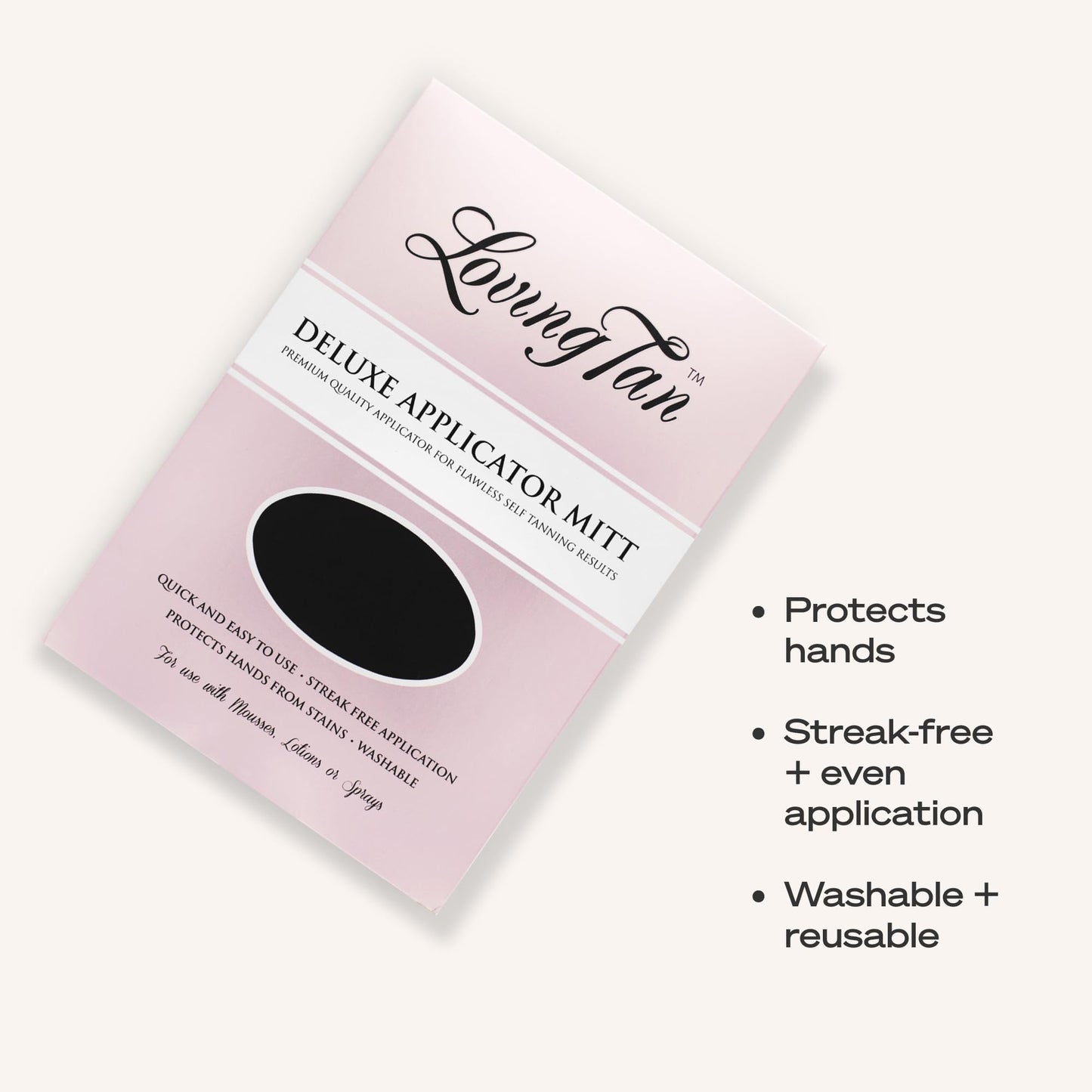 Loving Tan Self Tanning Deluxe Applicator Mitt, Washable & Durable Design for a Salon-Style, Streak Free Finish, Use with Self Tan Mousses, Sprays and Lotions, Reusable - 1 ct.