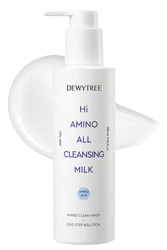 DEWYTREE Hi Amino All Cleansing Milk - Hydrating Facial Cleanser for Sensitive Skin | Amino Acid Face Lotion Oil Cleanser Korean Exfoliating Face Wash | Face Cleanser for Women & Men (6.76fl oz)