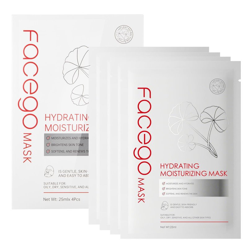 Facego Collagen Face Mask - Hydrating & Moisturizing Sheet Mask with Natural Centella Asiatica for Soothing Skincare, Deeply Nourishing Dry Skin 10-Count