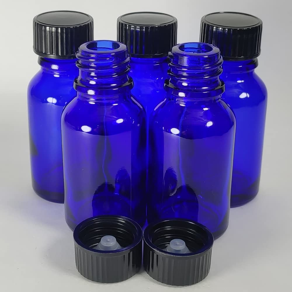 PIPIBA 48Pack 1/2oz(15ml) Boston Glass Bottle. Essential Oil Bottle With Lid. For Perfume, Aromatherapy, Lab Refillable Sample Vials (Green)