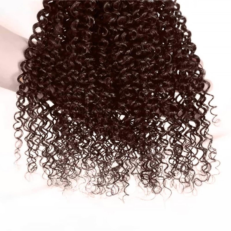 Human Hair Bundles 24 Inch Kinky Curly Wave Single Bundle #4 Chocolate Brown Human Hair Unprocessed Native Virgin Hair 100g Total 1 Extension Wet and Wavy Human Hair Extensions for Women