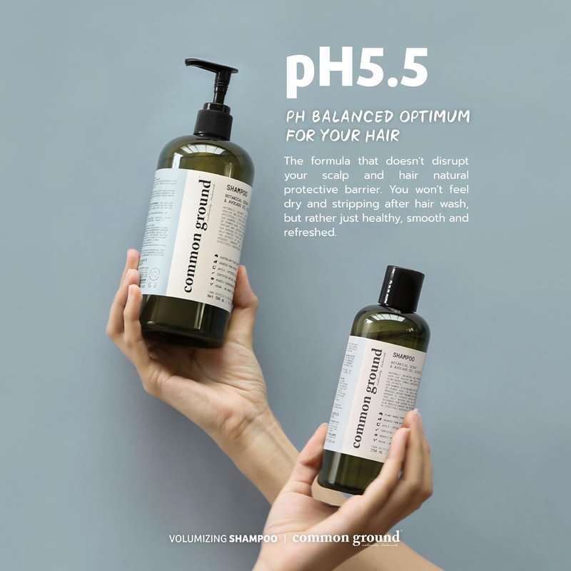 Common Ground Natural Shampoo and Conditioner Set; Paraben and Cruelty Free, Organic, Vegan, Plant-Based Formula, Botanical Scent and Avocado Oil Extract, for Men and Women (2 x 8.4 fl oz)
