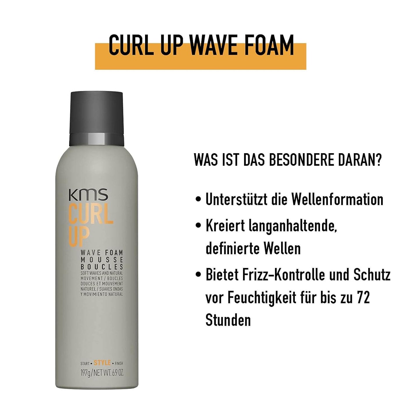 KMS CURLUP Curl Defining Wave Foam Mousse - 6.9 Oz | Lightweight, Frizz Control