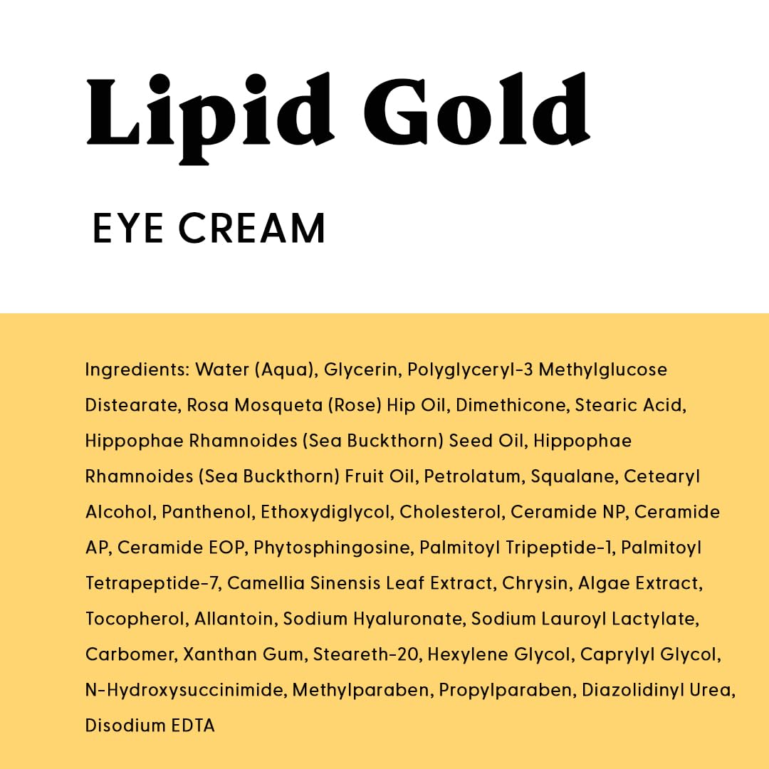 Stratia Lipid Gold Eye Cream Moisturizer and Anti-Aging Skincare for Dark Circles, Fine Lines, Wrinkles, and Under-Eye Brightening, 0.5 fl. oz