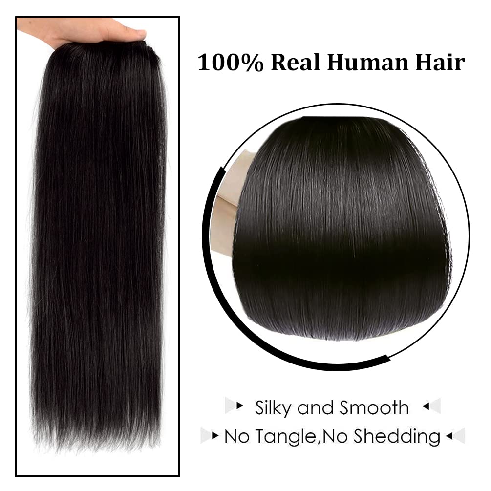 14" Clip in Hair Extensions Remy Human Hair for Women - Silky Straight Human Hair Clip in Extensions 50grams 4pieces Natural Black #1B Color