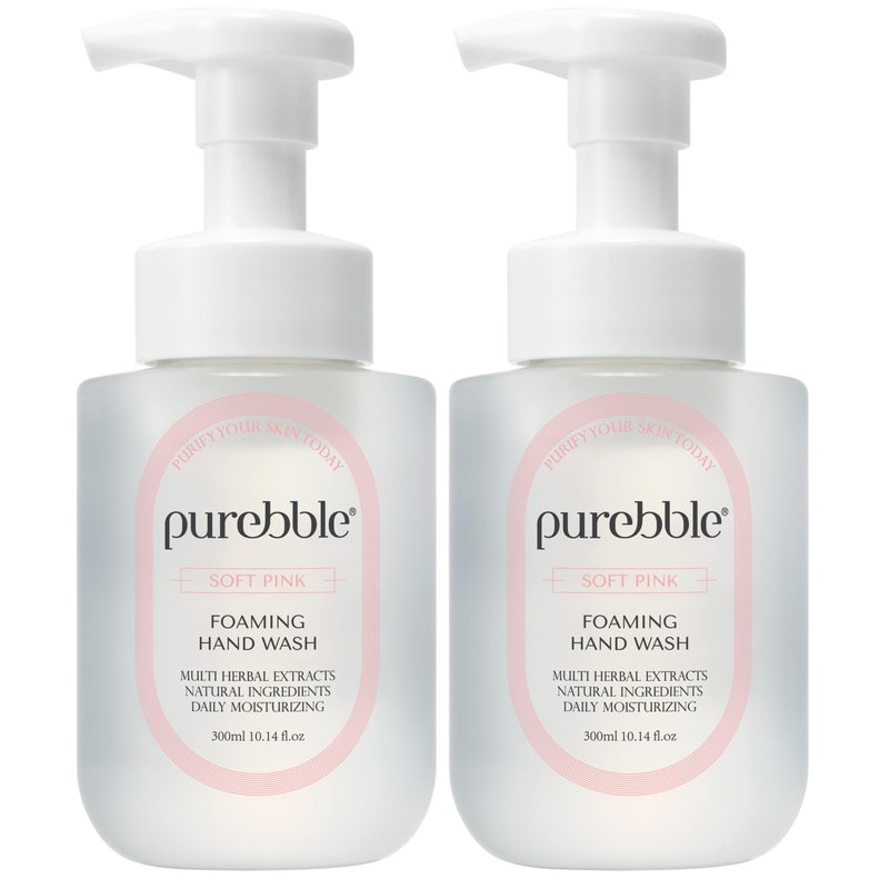 PUREBBLE Soft Pink Foaming Hand Wash with Hyaluronic Acid, Berry Scent | Hydrating | Botanical Extracts | For Kitchen and Bathroom | Cruelty Free Sulfate Free | 2 Pack