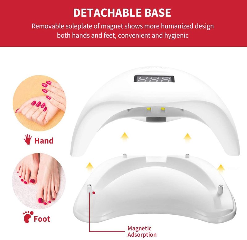 LISHUMEI LED Nail Lamp, 48W Nail Dryer Gel Nail Polish Curing LED UV Light with 4 Timers Automatic Sensor LCD Display Professional Nail Art Tools Accessories for Fingernail Toenail Salon(White