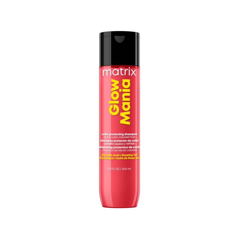 MATRIX Glow Mania Shampoo - Enhances Shine and Moisturizes, Preserves and Protects Color Vibrancy, For Dull and Color-Treated Hair, Sulfate-Free, With Glycolic Acid & Rosehip Oil, 10.1 Fl Oz