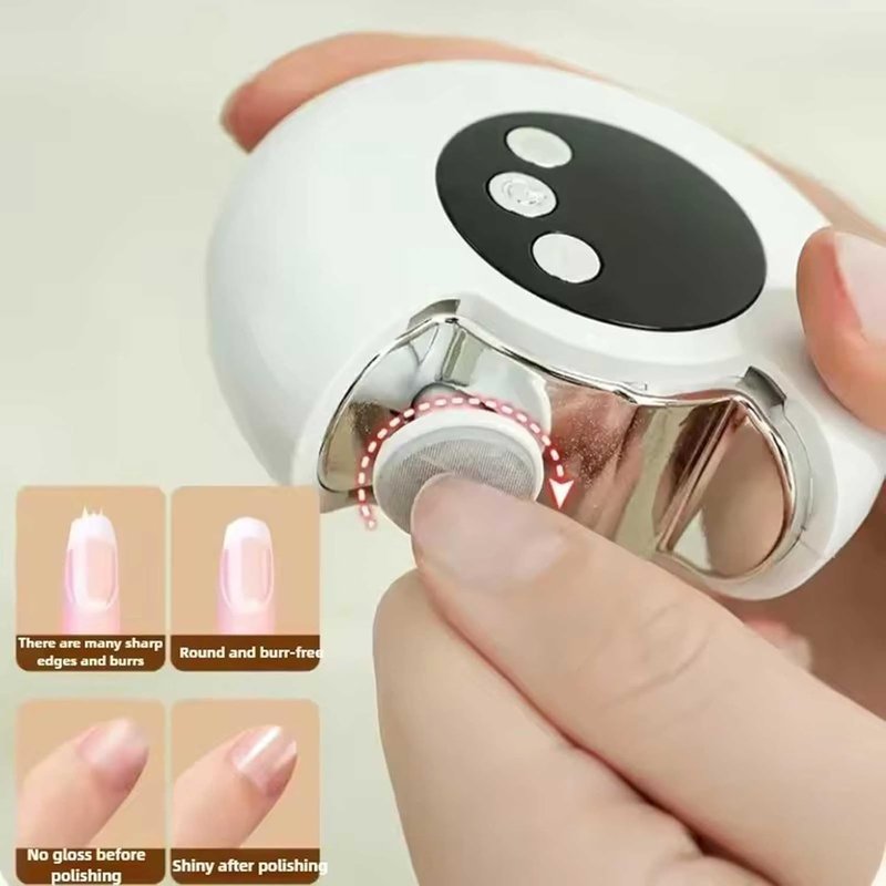 Electric Nail Trimmer - 2-in-1 Portable Clipper with LED Display & 3 Speed Settings | Rechargeable White