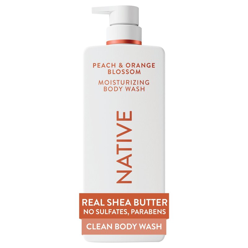 Native Peach & Orange Blossom Scent 24-Hour Moisturizing Bodywash for Women & Men, Clean & Gentle, for Dry or Sensitive Skin, Keeps Skin Healthy & Smooth, Free of Sulfates, Cruelty-Free, 22 oz