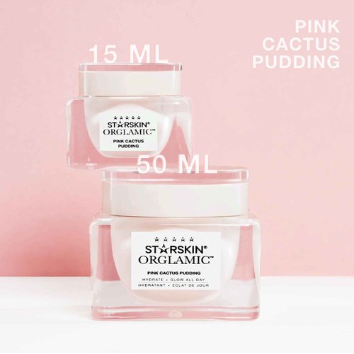 STARSKIN Orglamic Pink Cactus Pudding, Hydrating & Nourishing Cream for all Skin Types, 99.3% Natural with Prickly Pear Cactus Seed Oil & Hyaluronic Acid, Luxurious Glow Moisturizer, K-Beauty - 15ml