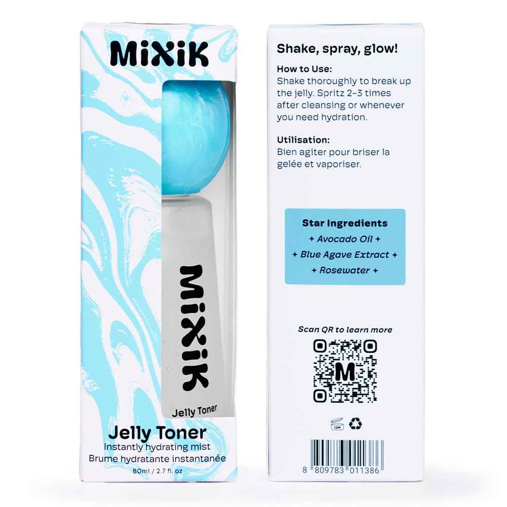 MIXIK Jelly Toner Spray for Face - Skincare Mist, Alcohol-Free Facial Toner for Hydrating, Made of Rose Water, Avocado Oil, Blue Agave Extract (80 ml (2.7 fl oz) Full Size)