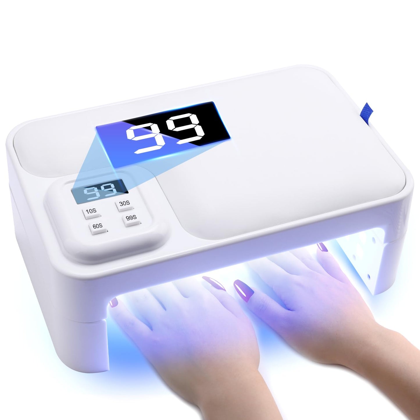 LEDSUUEI 200W UV Nail Lamp -【Foldable】UV Lamps for Gel Nails /4 Timer Setting/Auto Sensor, Professional LED Nail Lamp 5S Fast Drying UV Light for Gel Nails Polish - Pillow and Built-in Storage Shelve