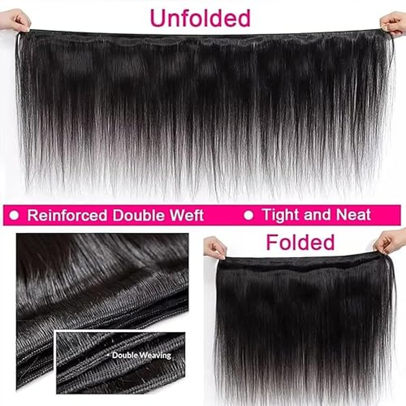 Straight 3 Bundles Human Hair 24 26 28 Inch 100% Unprocessed 12A Brazilian Virgin Hair Bundles Weave Straight Human Hair Extensions