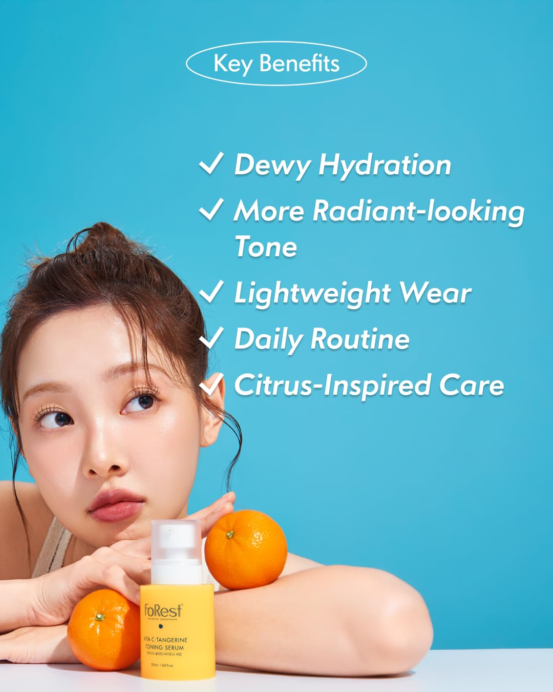 FOREST Vita C-Tangerine Toning Serum 1.69 fl. oz vitamin serum enriched with Mandarin Extract Niacinamide 5 Panthenol and Glutathione infused Vitamin Capsules for Glow Boost, Korean Skin Care