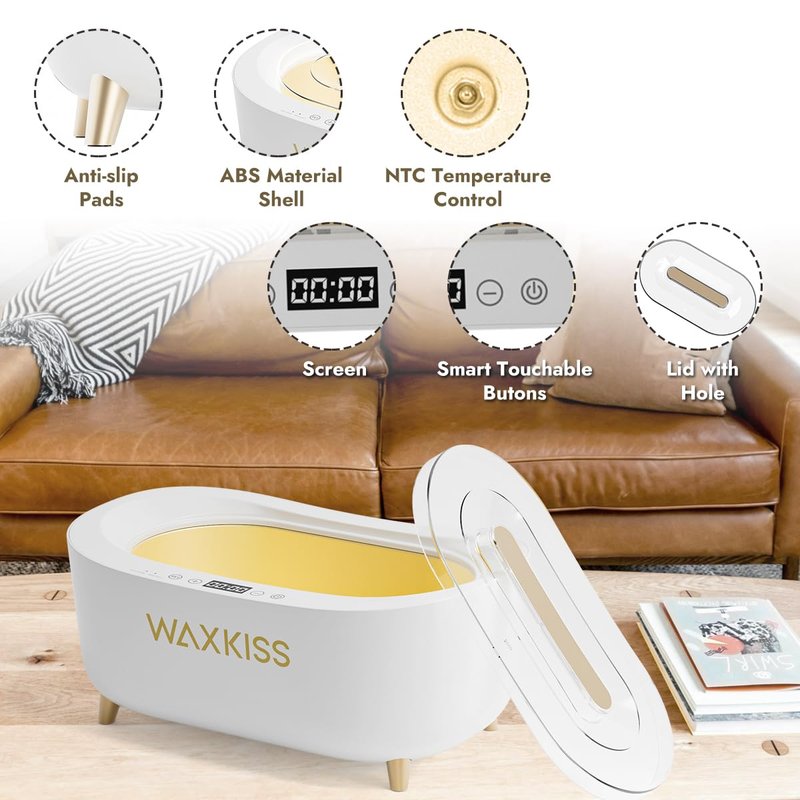 Waxkiss Intelligent Paraffin Wax Machine for Hands & Feet, 8 Pack Refills Paraffin Wax Warmer Kit for Professional Spa (A)