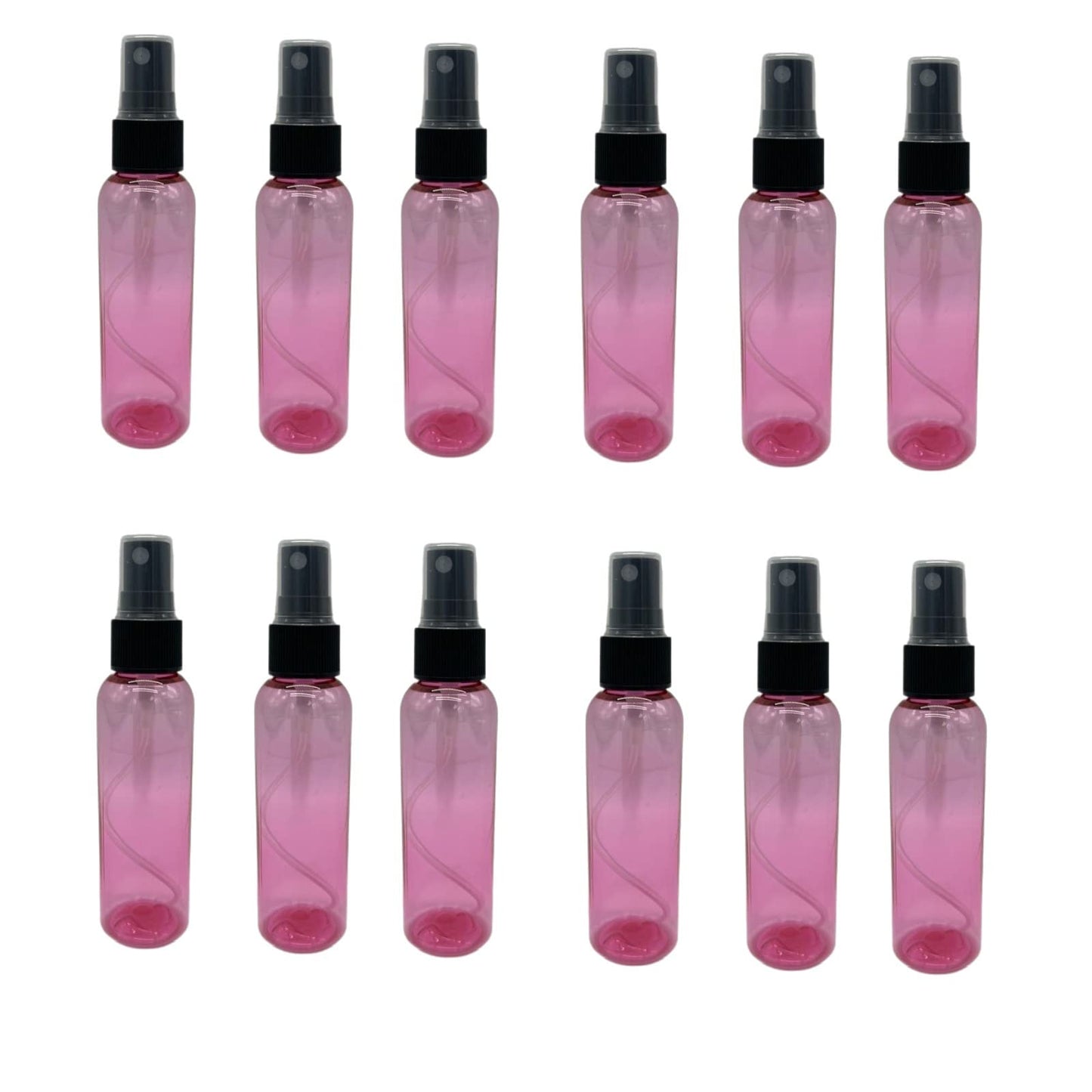 Natural Farms 2 oz Pink Cosmo Plastic Spray Bottles -12 Pack Empty Spray Bottle Refillable - BPA Free - Essential Oils - Aromatherapy | Black Fine Mist Sprayers with Dust Caps - Made in the USA