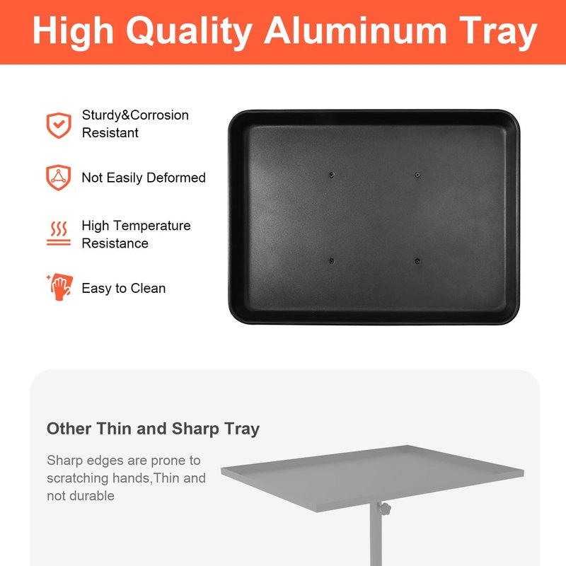 Salon Tray Cart on Wheels, Aluminum Tattoo Tray with Storage Platform, Adjustable Height Service Rolling Tray, Storage Tray Accessory for Salon Spa Dental Use, Rolling Tray Cart