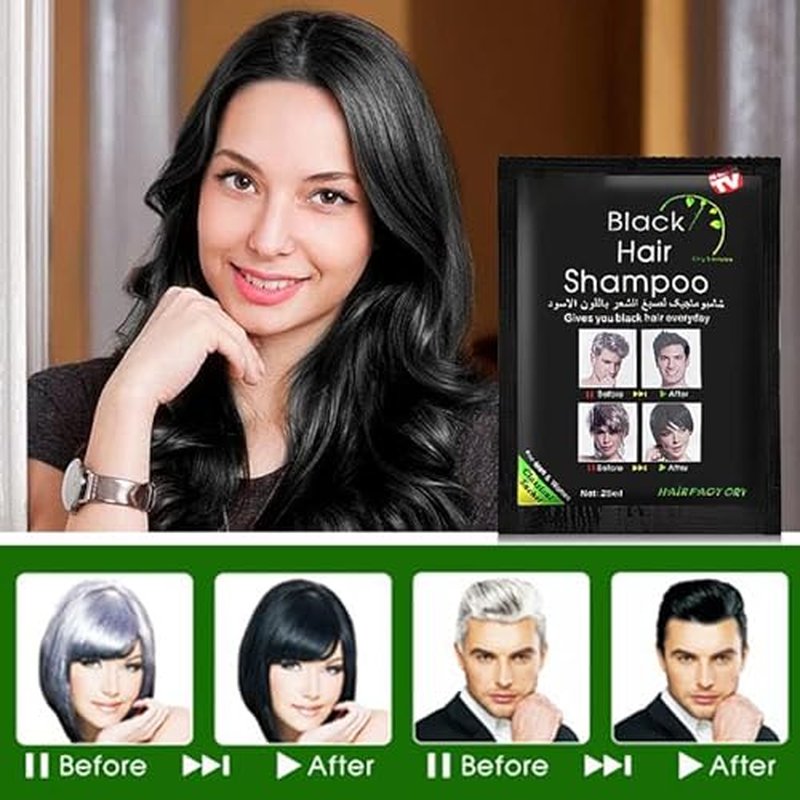 10 PCS Hair Dye Shampoo for Men Women, Black, Natural Hair, Instant Hair Dye, Lasts 30 Days, Great Choice for Woman & Man