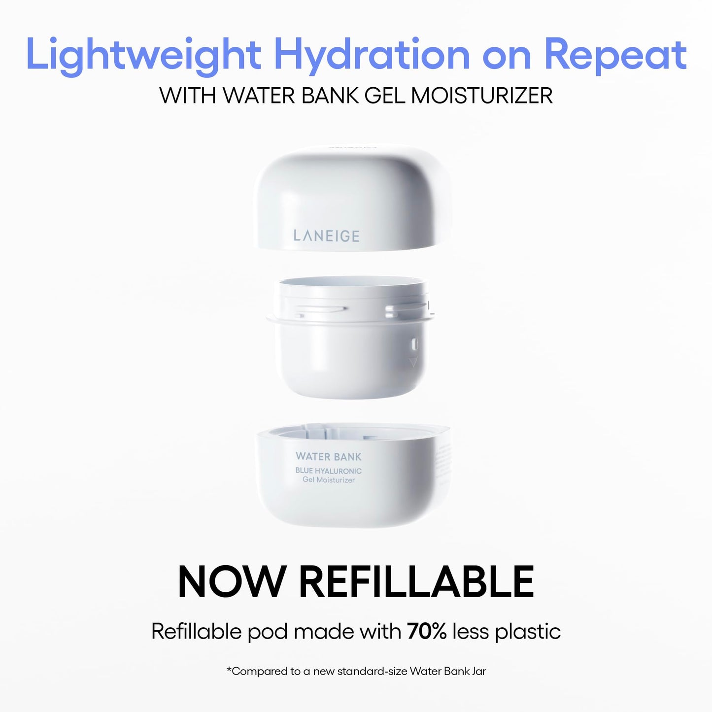 LANEIGE Water Bank Blue Hyaluronic Gel Moisturizer Refill: Lightweight Hydrating Face Gel with Mint Extract, Hypoallergenic & Dermatologist-Tested
