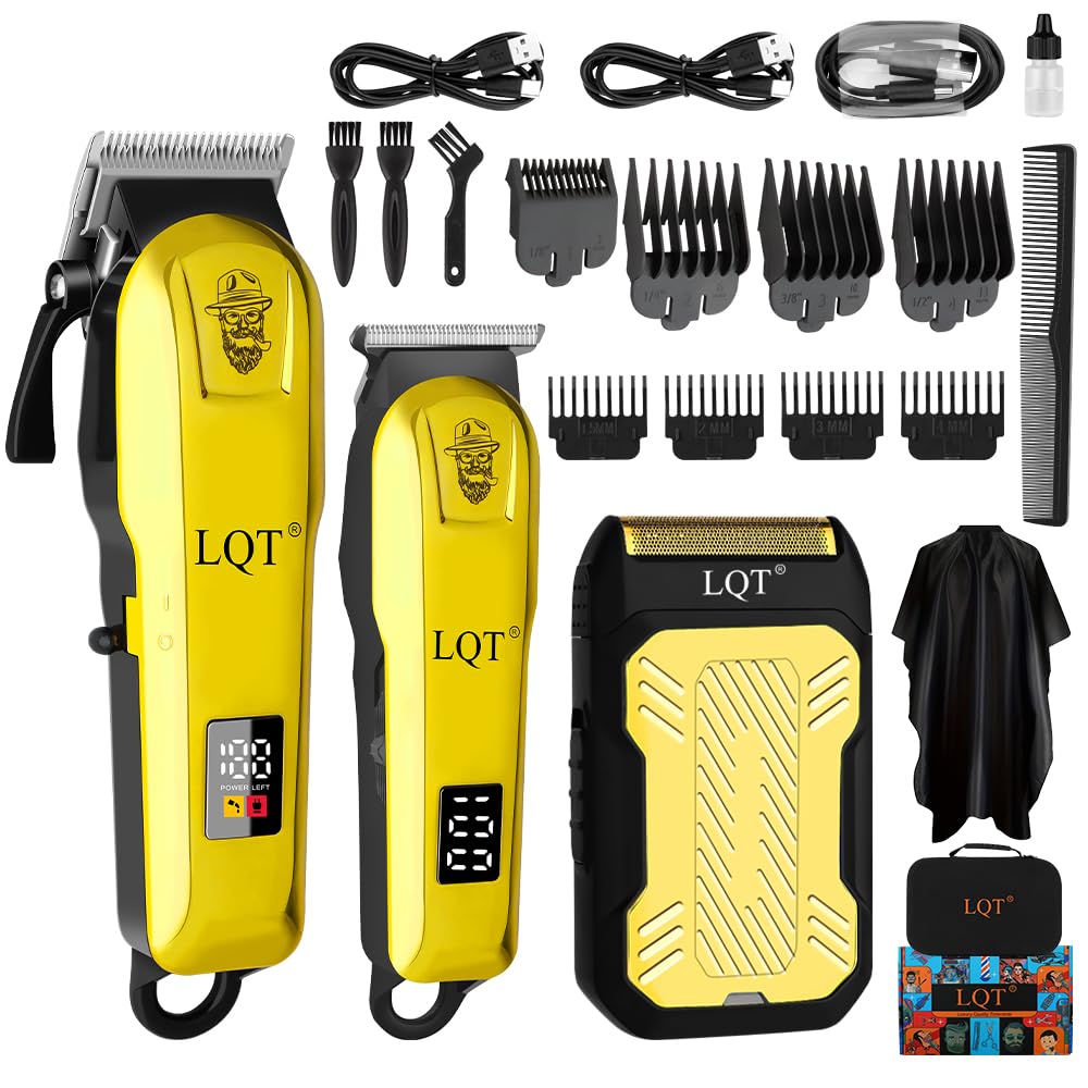 LQT Hair Clippers for Men Professional, Beard Trimmer Kits & Sets, Cordless Mens Hair Trimmer, Electric Shavers, Haircutting Machine with LED Display, Barber Clippers Kit for Men Grooming Gifts
