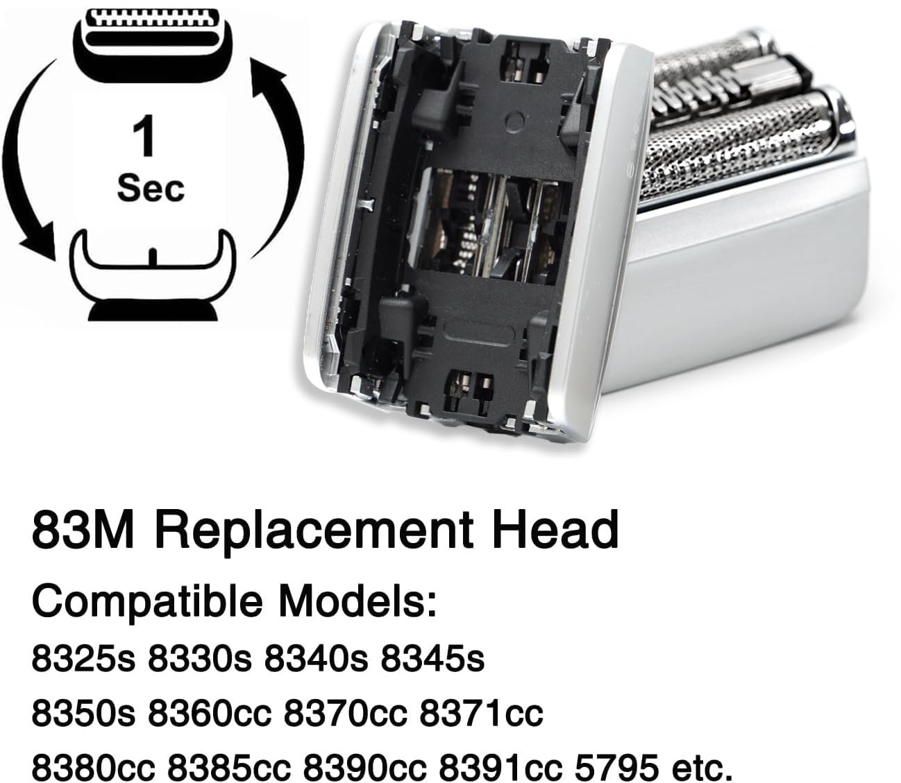 Braun 83M Replacement Shaver Head - Upgrade Foil & Cutter Blade for Series 8 | 2-Pack, Wet & Dry Compatibility