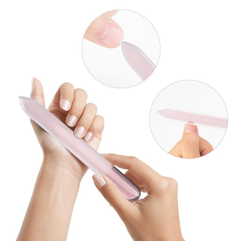 HAWATOUR Nano Glass Nail File with Case, 5 Pieces Etched Surface Nail Files Professional Manicure Tool, Multicolored