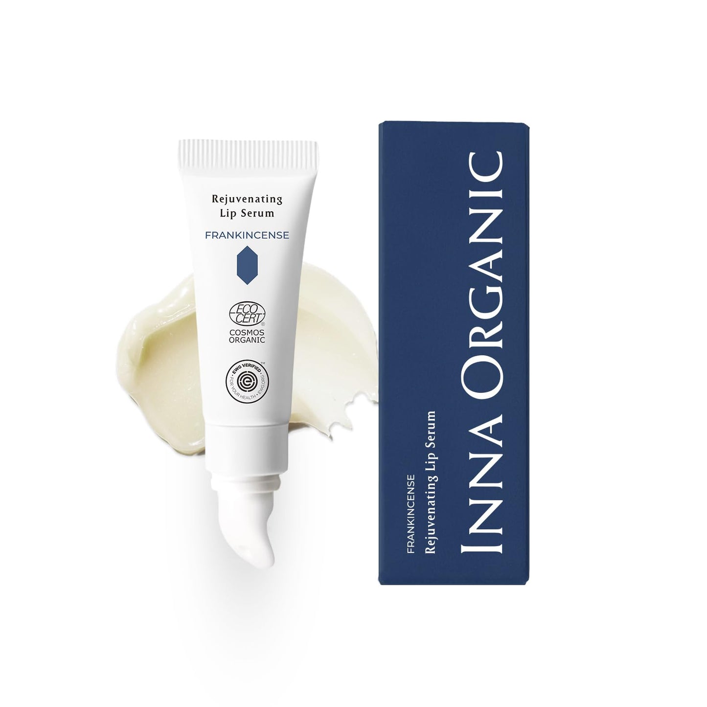 INNA ORGANIC Organic Lip Balm, Moisturizing, Fine Line Care & 100% Vegan Lip Serum, EWG & COSMOS Certified | Frankincense Essential Oils Infused Skin Care | Luxury Clean Beauty