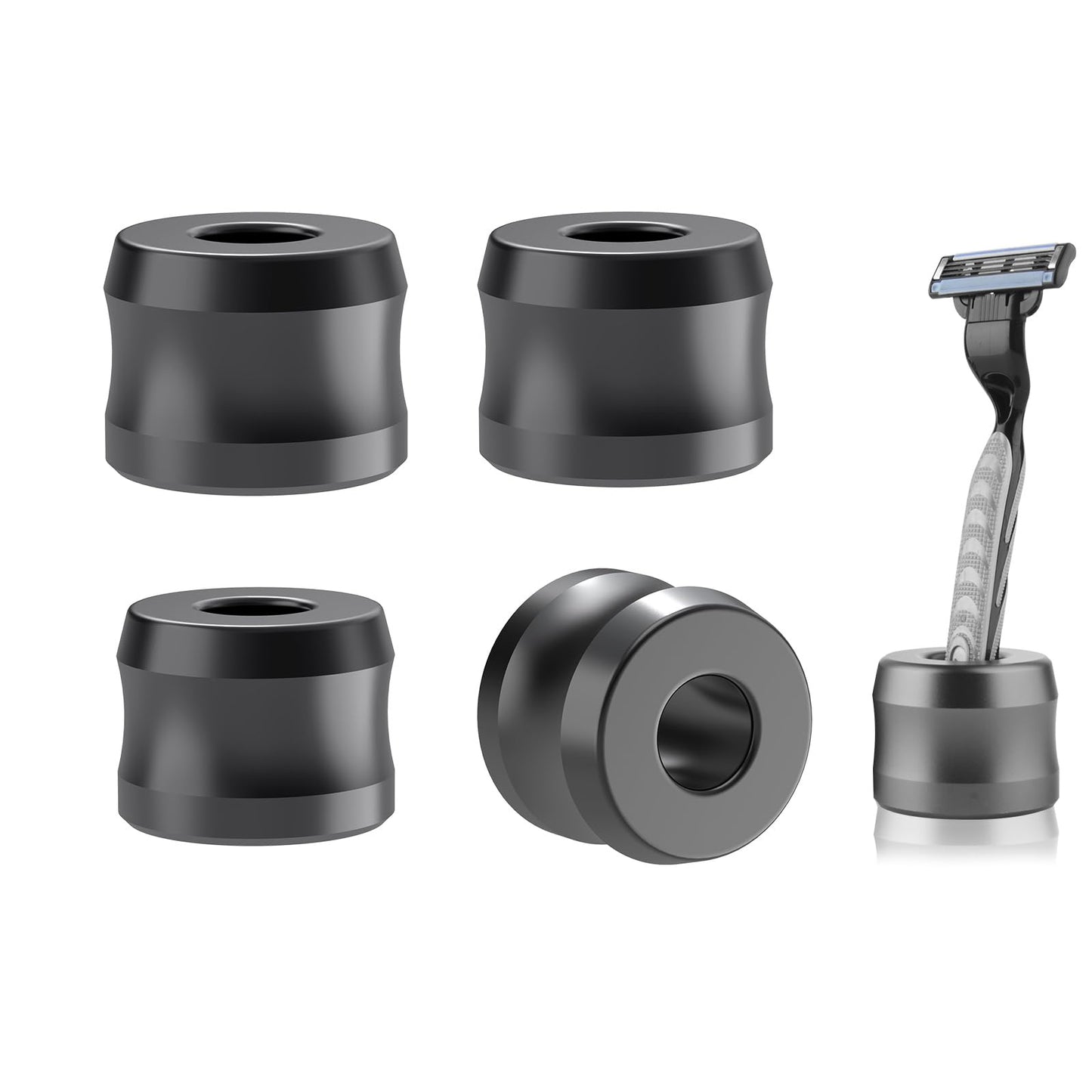 Linkidea 4 Pack Razor Stand Holder, 18.5mm Opening, Aluminum Shaving Stand for Cartridge Razors, Countertop Organizer Compatible with Gillette Fusion5, ProGlide, Harry's, Dorco (Grey)