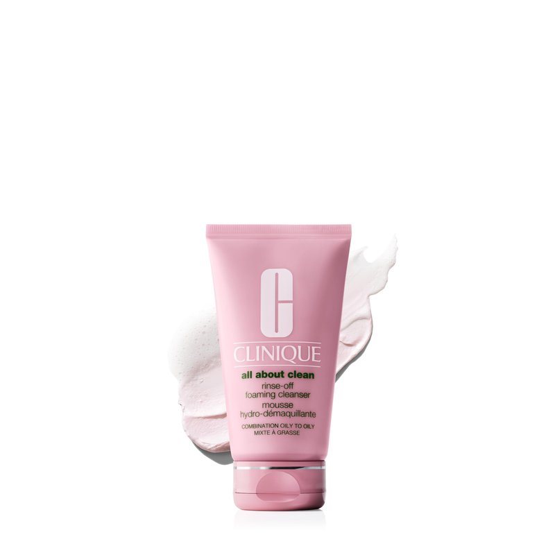 Clinique All About Clean Rinse-Off Foaming Face Wash | Face Cleanser With Hyaluronic Acid + Glycerin For Oily Skin Types | Dissolves Makeup + Sunscreen, 5 Fl Oz