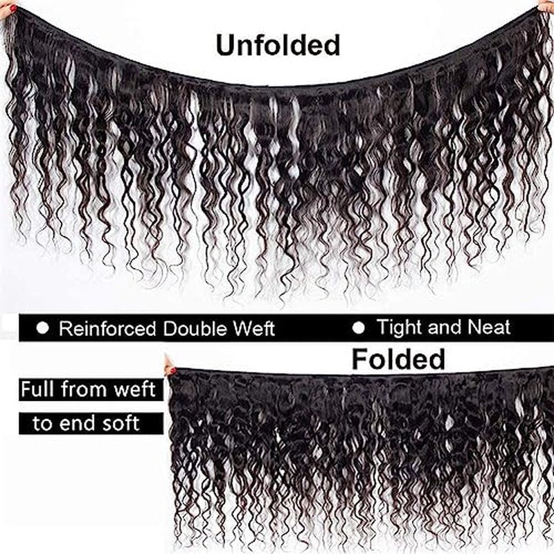 Water Wave Bundles Human Hair Soft Brazilian Virgin Human Hair 100% Unprocessed Wet and Wavy Curly Bundles Natural Black Color Can Be Dyed Total 300g 18 18 18 Inch