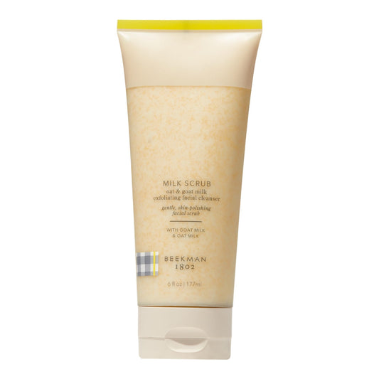 Beekman 1802 Oat & Goat Milk Exfoliating Face Wash & Facial Scrub – Gentle Pore Minimizing Exfoliating Cleanser with Jojoba Beads, Daily Face Wash for Sensitive Skin – 6 Fl Oz