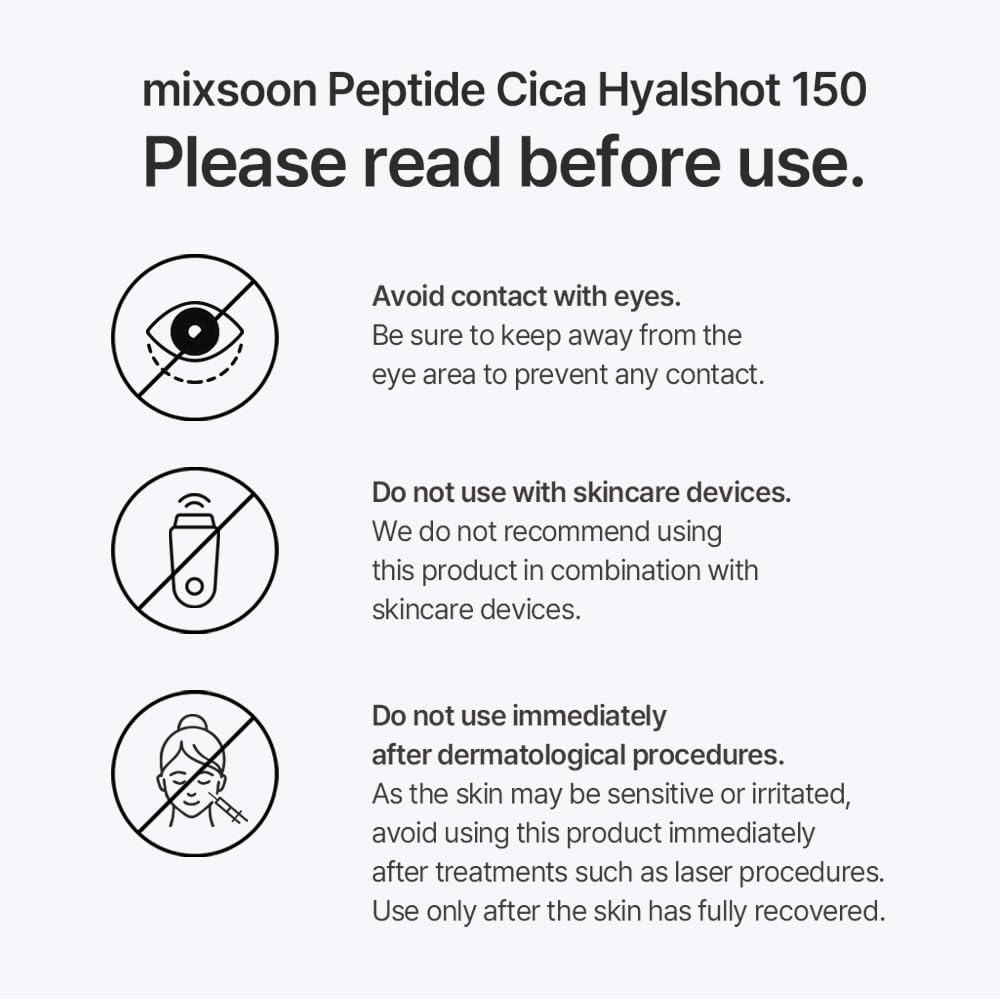 mixsoon Peptide Cica Hyalshot 150 - Firming, Soothing and Moisture-Boosting Ampoule Serum, Lightweight Formula for Radiant, Balanced Skin 50ml / 1.69 fl.oz. Korean Glass Skin Care