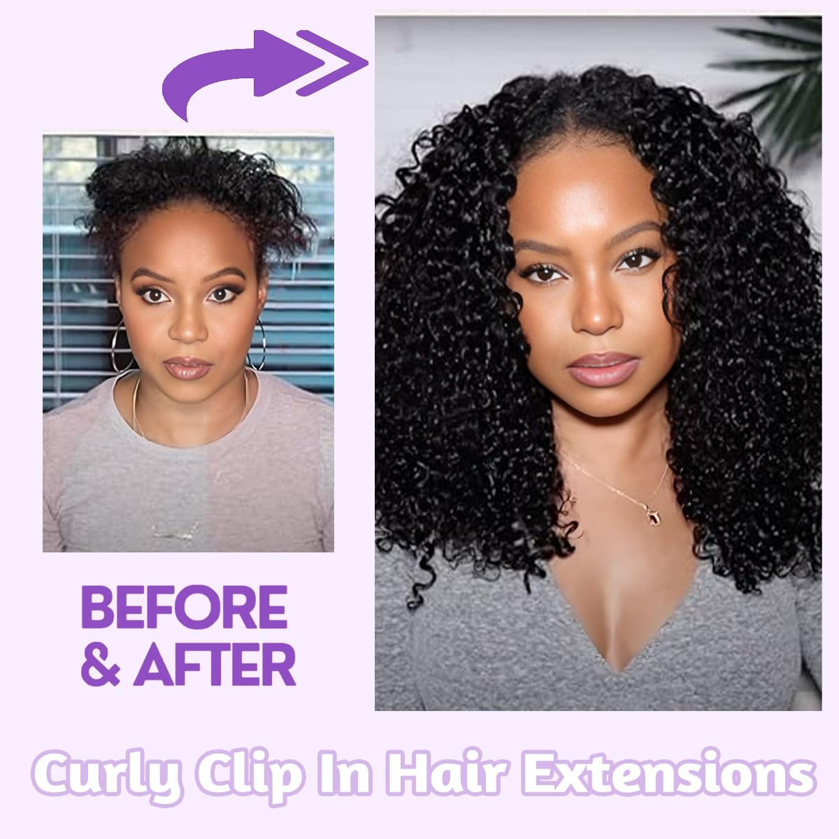 3C 4A Curly Clip In Hair Extensions Real Human Hair 18 Inch 110g 8pcs Kinky Curly Clip Ins Full Head for Black Women 100% Brazilian Remy Human Hair Extensions Natural Color with 20 Clips