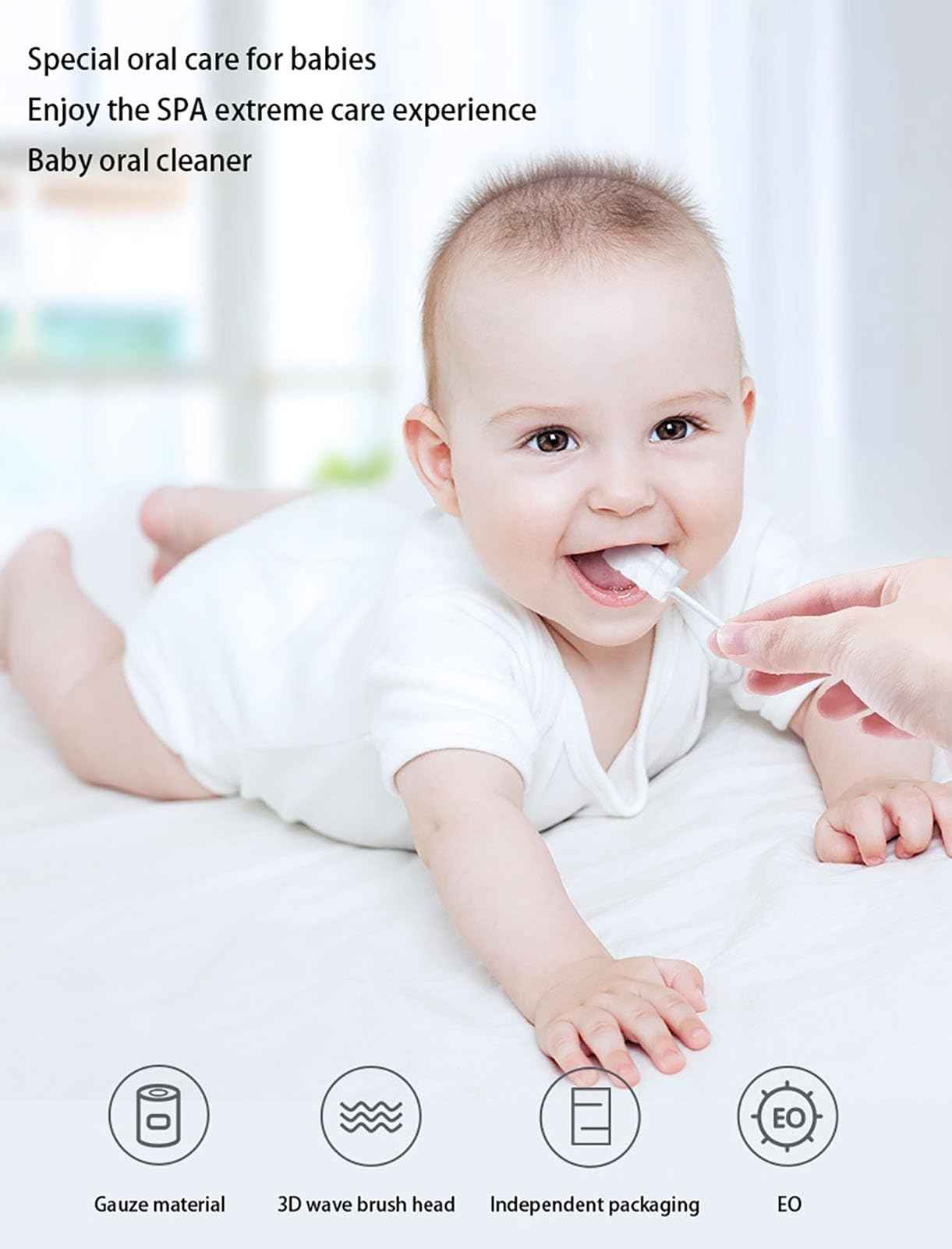 YUDNLIB 96PCS Baby Tongue Cleaner, Disposable Baby Toothbrush Soft Gauze Oral Cleaning Stick Infant Mouth Cleaner for 0-36 Months Newborn Dental Care