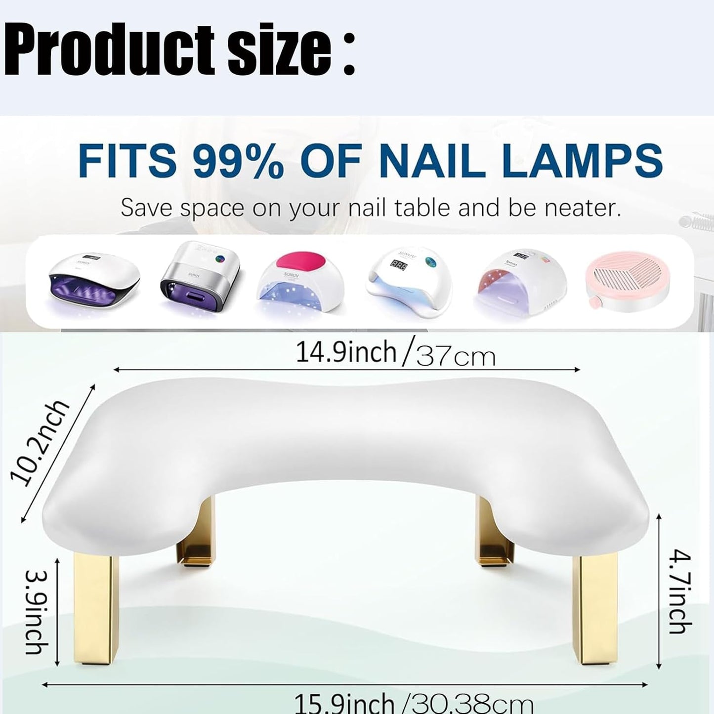 Nail Arm Rest - PU Leather U-Shaped Manicure Support | Foldable Design, White Color